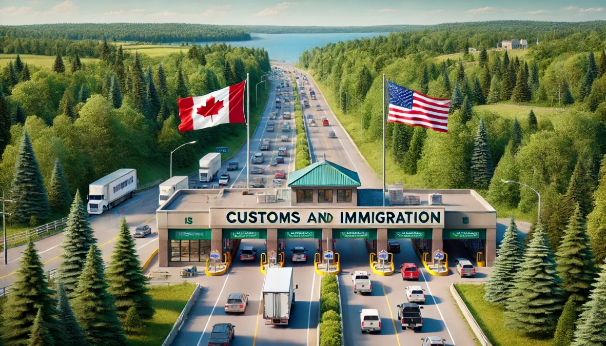 artist impression of customs and immigration going to united states of America